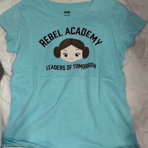 Star Wars Rebel Academy Girls' Aqua Graphic Tee - Princess Leia